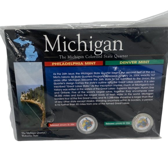Colorized State Quarter NEW Philadelphia & Denver Mint - Michigan - Picture 1 of 2